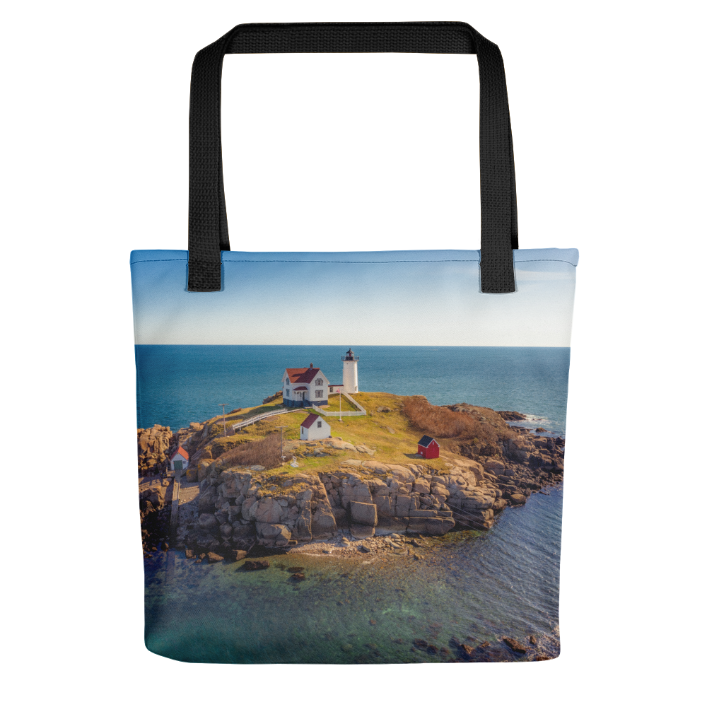 Nubble Lighthouse Tote Bag - Black Strap