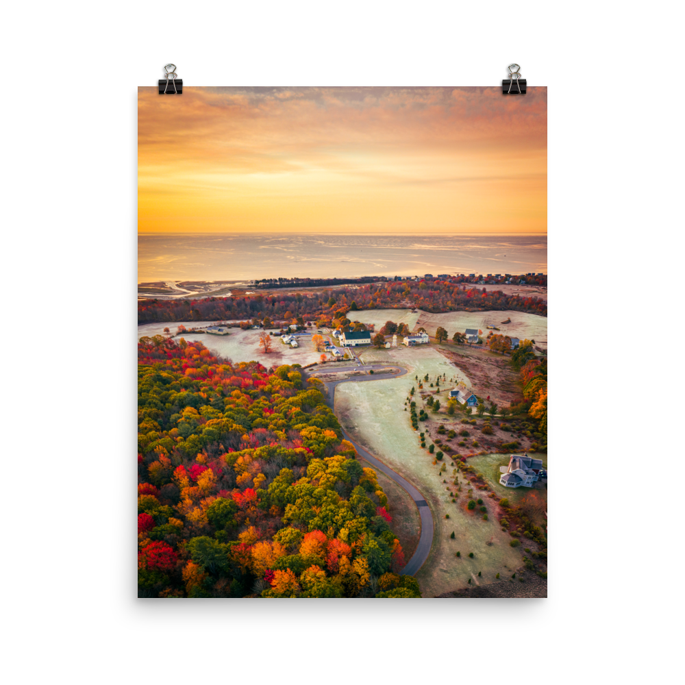 Sunrise over the Laudholm Farm in Wells, Maine - Poster