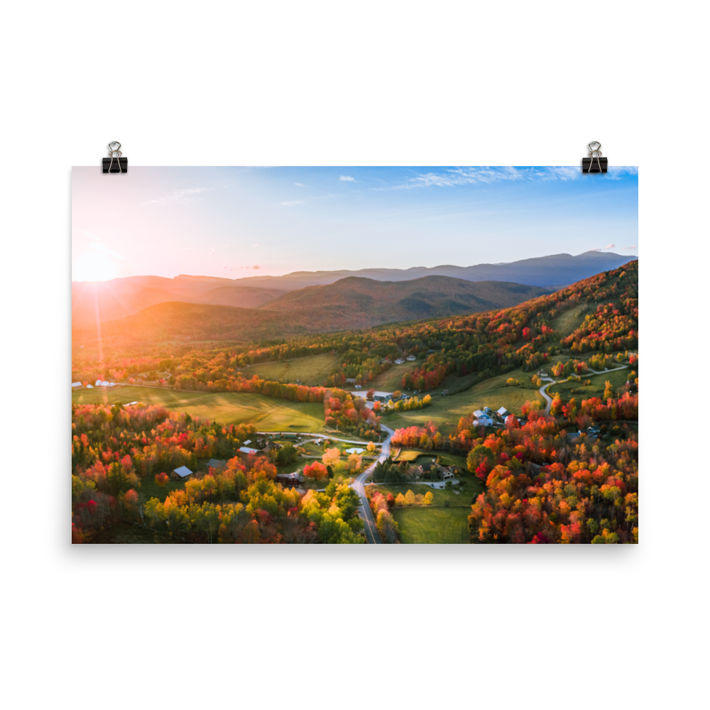 Fall Sunset - Jackson, New Hampshire - Photo paper poster